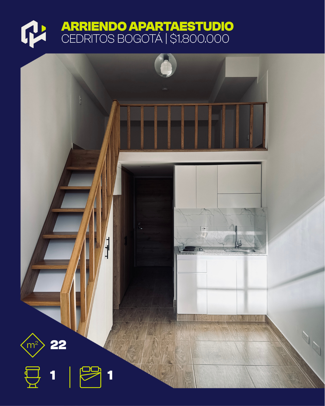 Apartaestudio con ambiente moderno