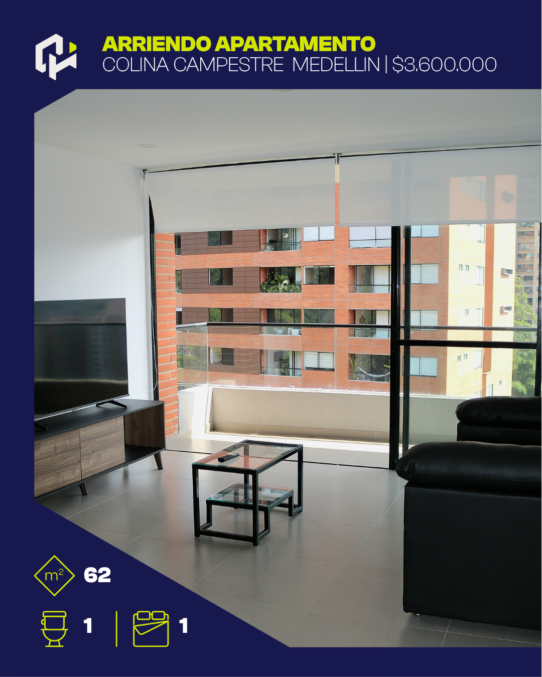 Apartamento amoblado en Envigado con vista a la ciudad
