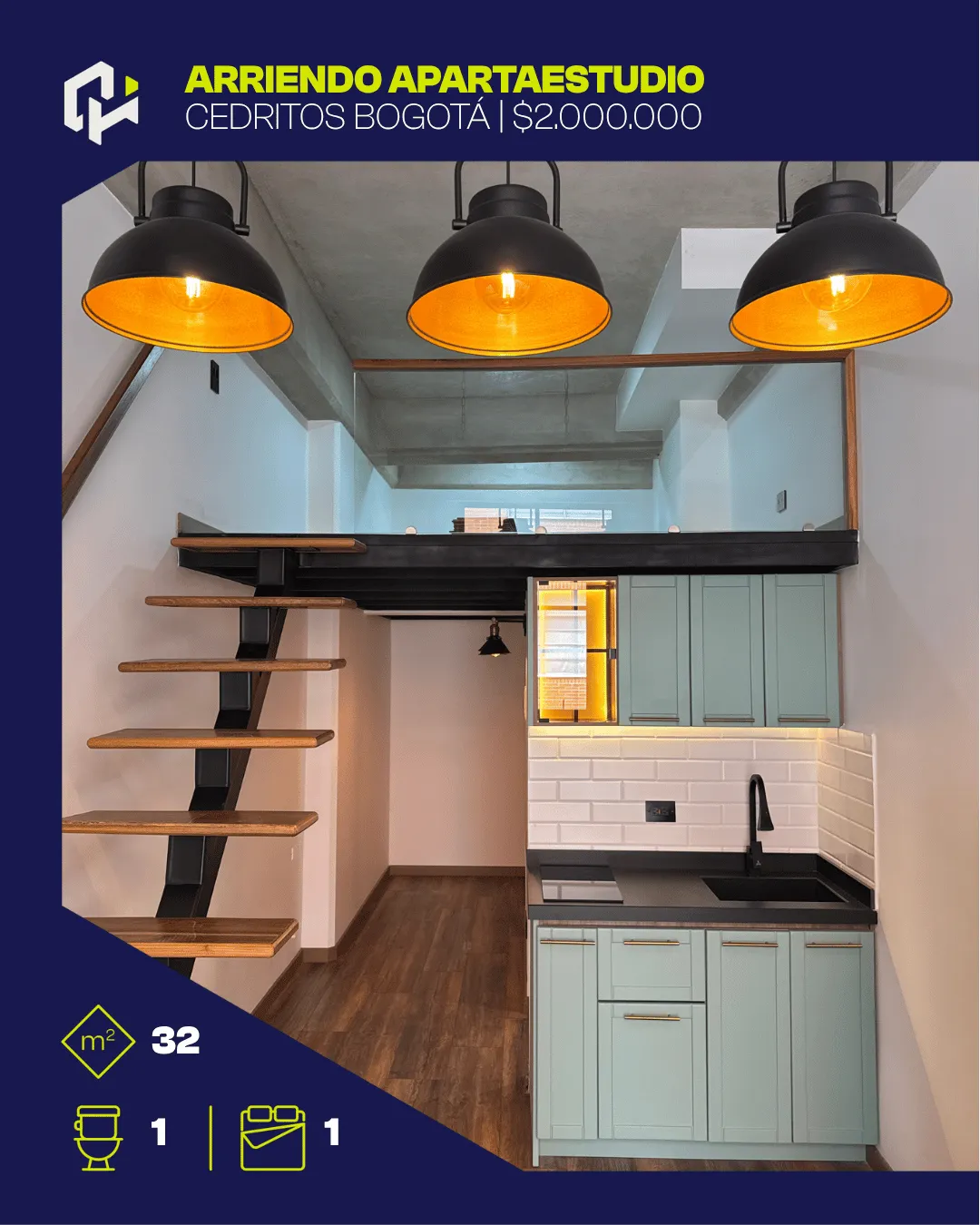 Apartaestudio acogedor con excelente ubicación