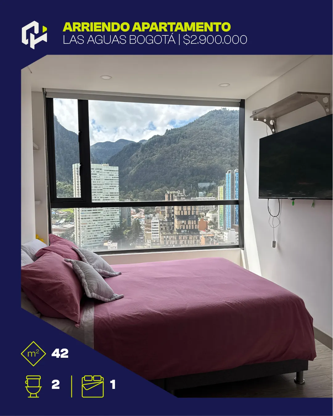 Apartaestudio moderno en el centro de Bogotá