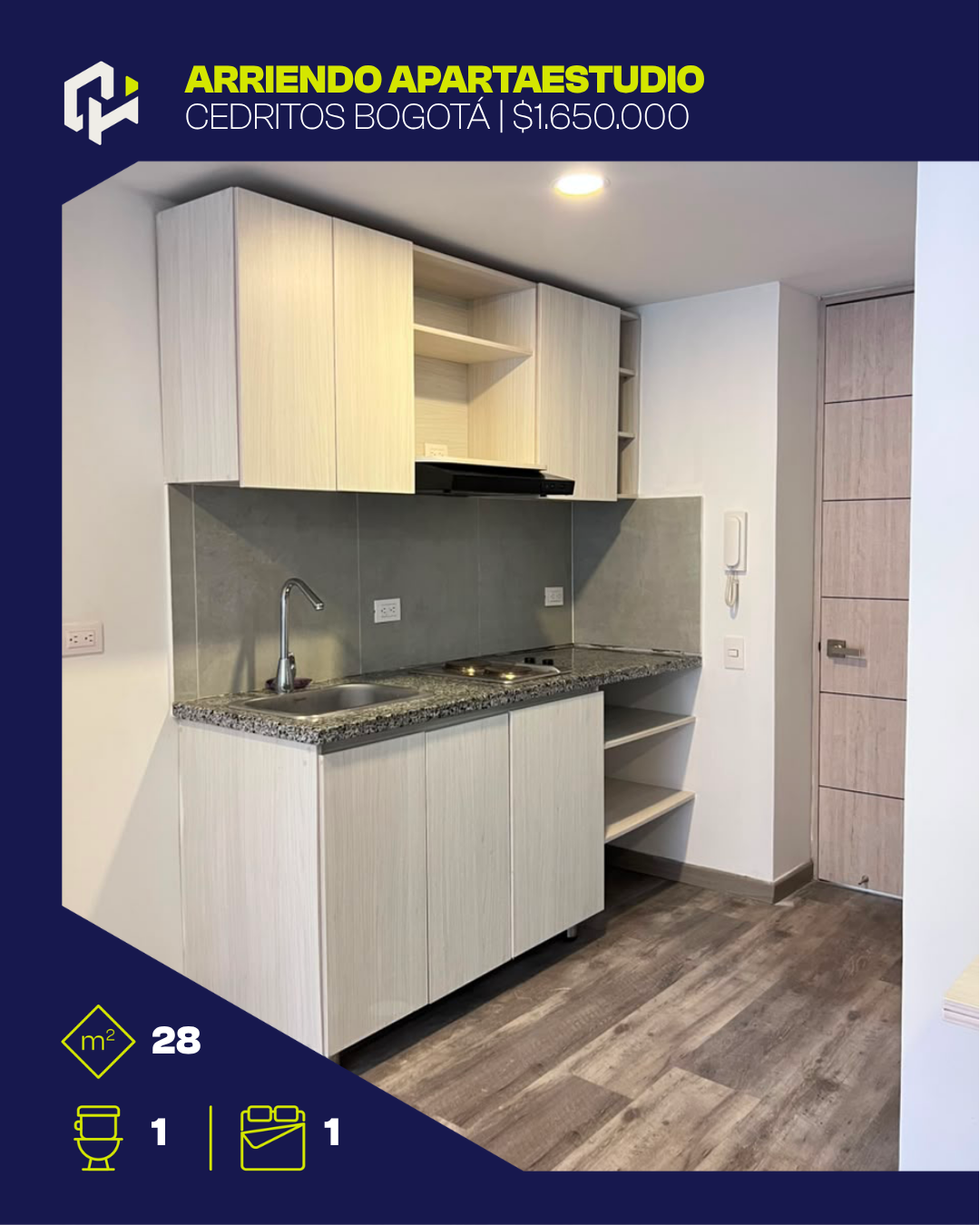 Apartaestudio muy acogedor con excelente ubicación